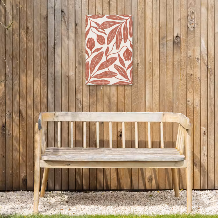 Bloemen - Patroon - Modern - Natuur - Bruin Tuinposter op houten frame 2 cm dik klein -sfeer4