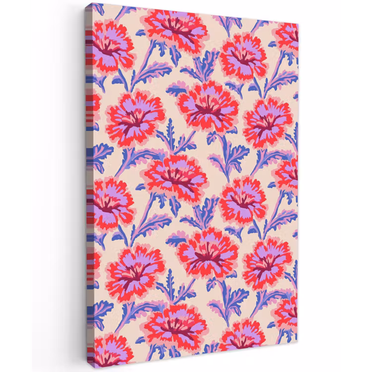 Bloemen - Patroon - Meerkleurig Tuinposter op houten frame 2 cm dik klein 841 -3d