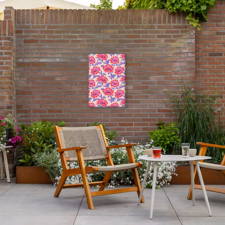 Bloemen - Patroon - Meerkleurig Tuinposter op houten frame 2 cm dik klein 841 -sfeer3