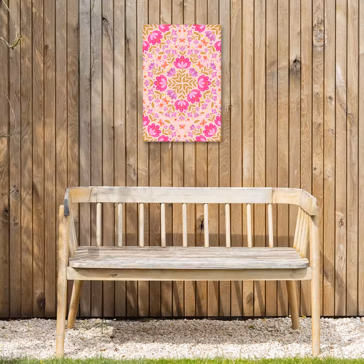 Bloemen - Patroon - Natuur - Abstract - Roze Tuinposter op houten frame 2 cm dik klein -sfeer4