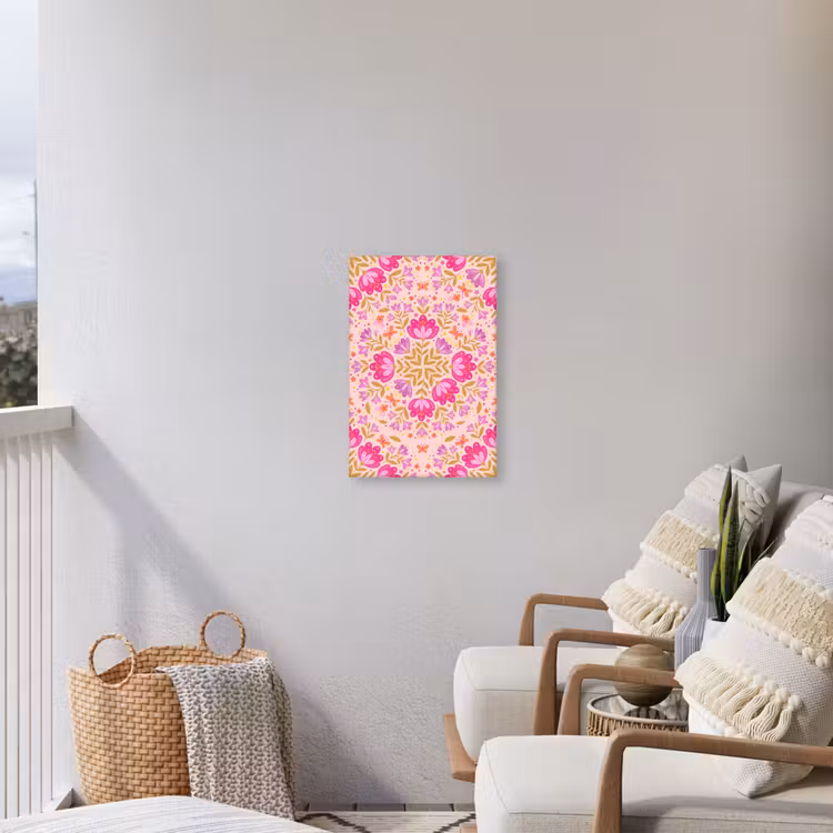 Bloemen - Patroon - Natuur - Abstract - Roze Tuinposter op houten frame 2 cm dik klein -sfeer1