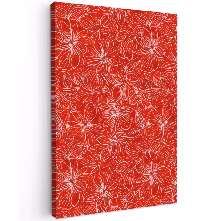 Bloemen - Patroon - Rood Tuinposter op houten frame 2 cm dik klein 841 -3d