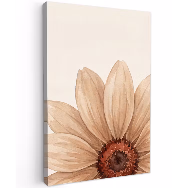 Bloemen - Bloemblad - Natuur - Aquarel - Beige Tuinposter op houten frame 2 cm dik klein -3d