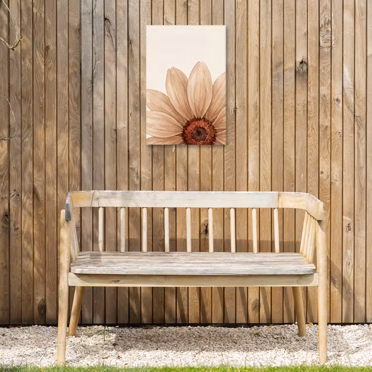 Bloemen - Bloemblad - Natuur - Aquarel - Beige Tuinposter op houten frame 2 cm dik klein -sfeer4