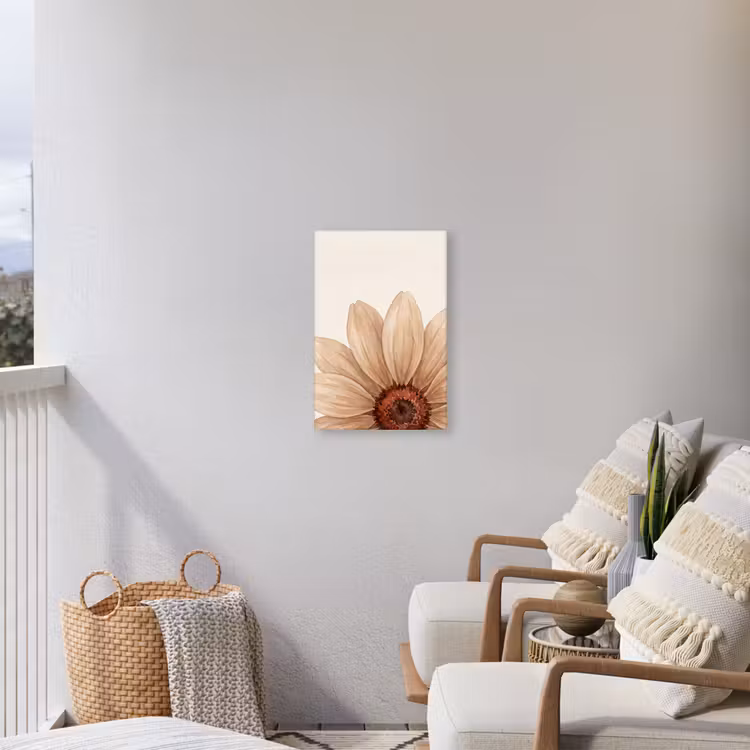 Bloemen - Bloemblad - Natuur - Aquarel - Beige Tuinposter op houten frame 2 cm dik klein -sfeer1