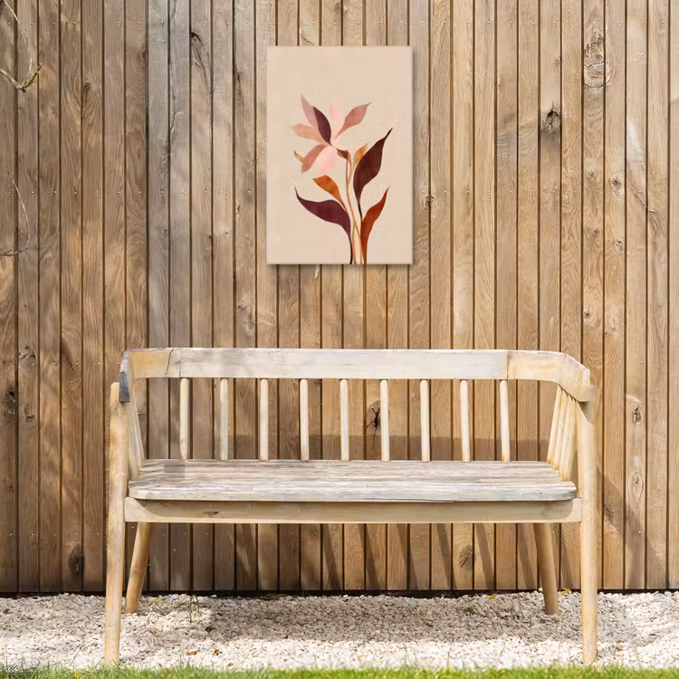 Bloemen - Blaadjes - Minimalistisch - Roze Tuinposter op houten frame 2 cm dik klein -sfeer4