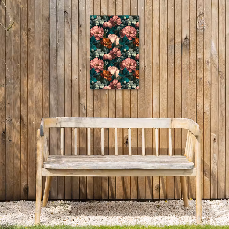 Bloemen - Schilderachtig - Patroon - Roze Tuinposter op houten frame 2 cm dik klein 841 -sfeer4