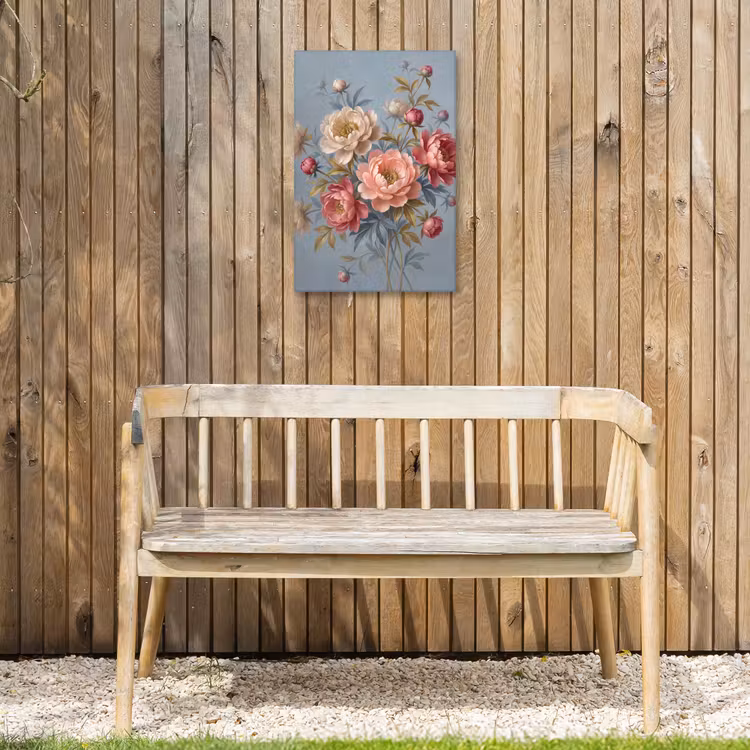 Bloemen - Roze - Beige - Modern - Natuur Tuinposter op houten frame 2 cm dik klein -sfeer4