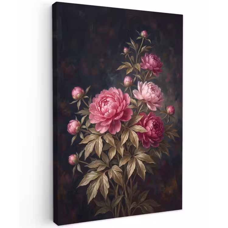 Bloemen - Roze - Klassiek - Natuur Tuinposter op houten frame 2 cm dik klein -3d