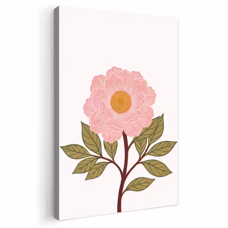 Outdoor Canvas Print - Flowers - Pink - Illustration - Bloemen - Roze - Illustratie Tuinposter op houten frame 2 cm dik klein
