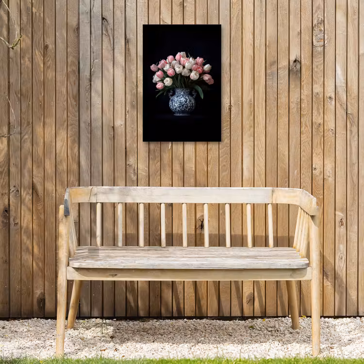 Bloemen - Roze - Tulpen - Vaas Tuinposter op houten frame 2 cm dik klein -sfeer4
