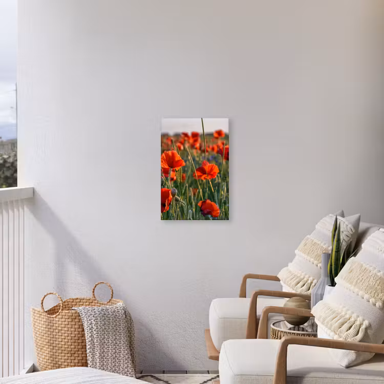 Bloemen - Klaprozen - Natuur - Rood Tuinposter op houten frame 2 cm dik klein -sfeer1