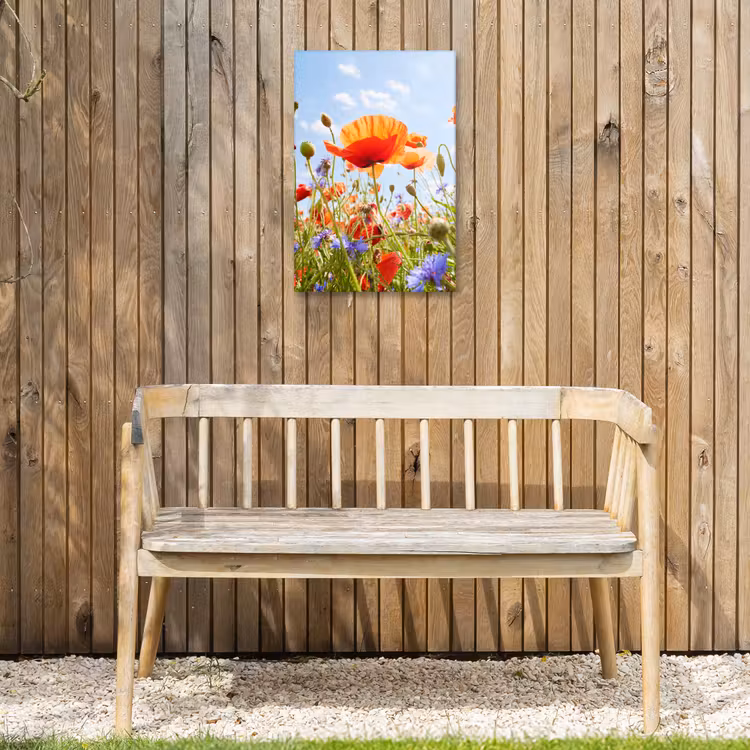Bloemen - Klaproos - Lente - Natuur - Rood - Blauw Tuinposter op houten frame 2 cm dik klein -sfeer4