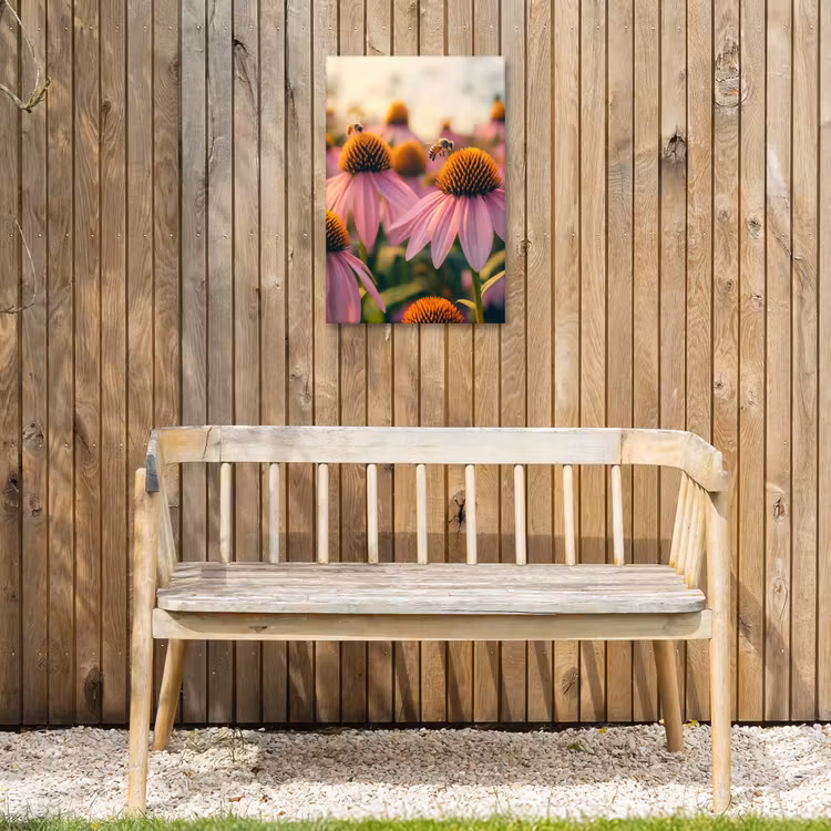 Bloemen - Paars - Bijen Tuinposter op houten frame 2 cm dik klein -sfeer4