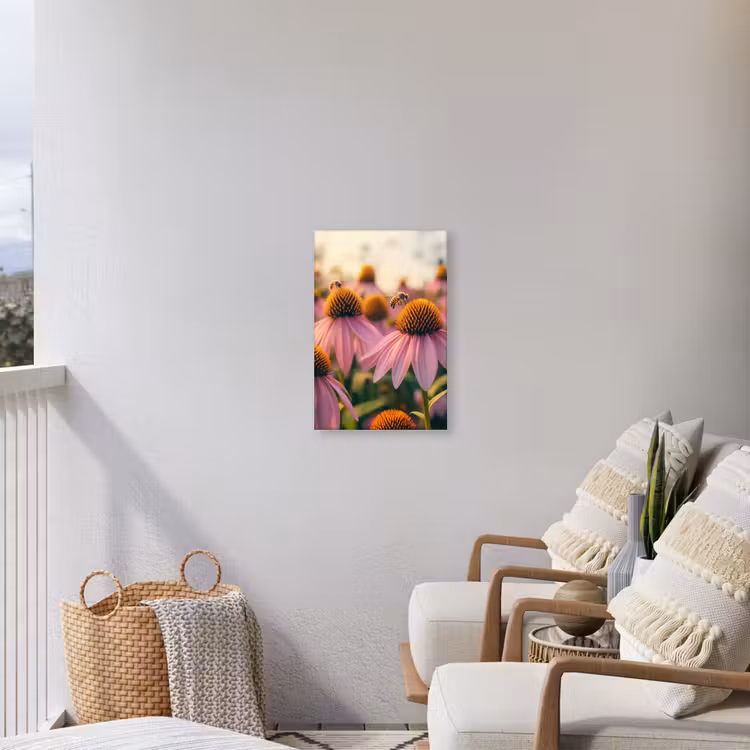 Bloemen - Paars - Bijen Tuinposter op houten frame 2 cm dik klein -sfeer1