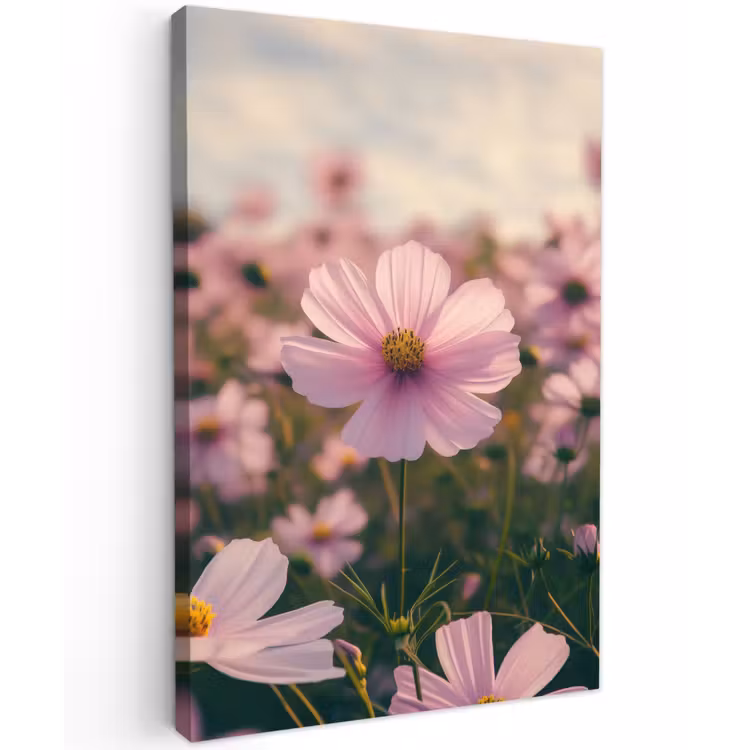 Bloemen - Paars - Wazig Tuinposter op houten frame 2 cm dik klein -3d
