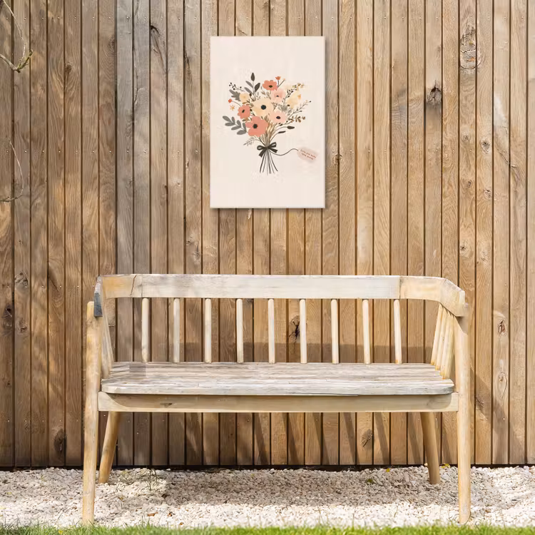 Bloemen - Quote - Beige - Lint Tuinposter op houten frame 2 cm dik klein -sfeer4