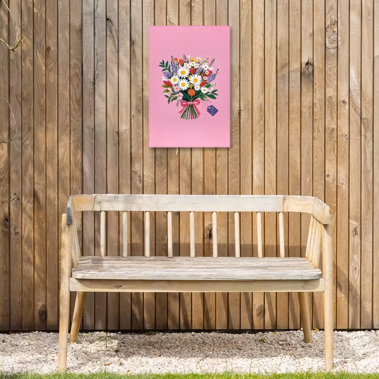 Bloemen - Quote - Kaartje - Kleurrijk Tuinposter op houten frame 2 cm dik klein -sfeer4