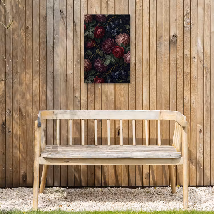 Bloemen - Rood - Klassiek - Donker - Patroon Tuinposter op houten frame 2 cm dik klein -sfeer4