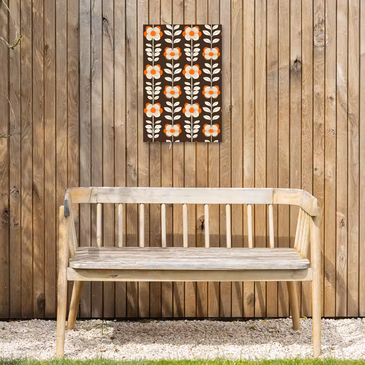 Bloemen - Retro - Bruin Tuinposter op houten frame 2 cm dik klein 841 -sfeer4