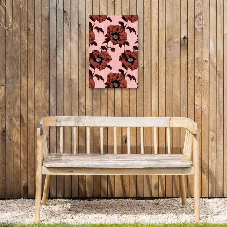 Bloemen - Retro - Rood Tuinposter op houten frame 2 cm dik klein 841 -sfeer4