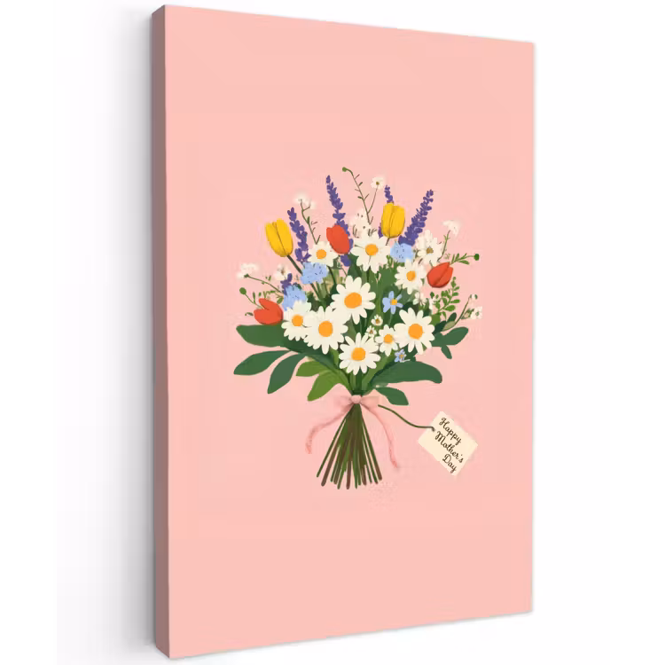 Bloemen - Lint - Kaartje Tuinposter op houten frame 2 cm dik klein -3d