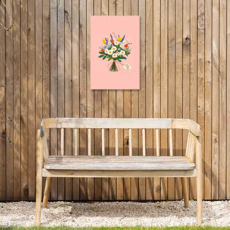 Bloemen - Lint - Kaartje Tuinposter op houten frame 2 cm dik klein -sfeer4