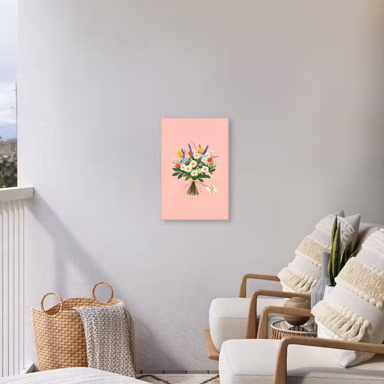 Bloemen - Lint - Kaartje Tuinposter op houten frame 2 cm dik klein -sfeer1