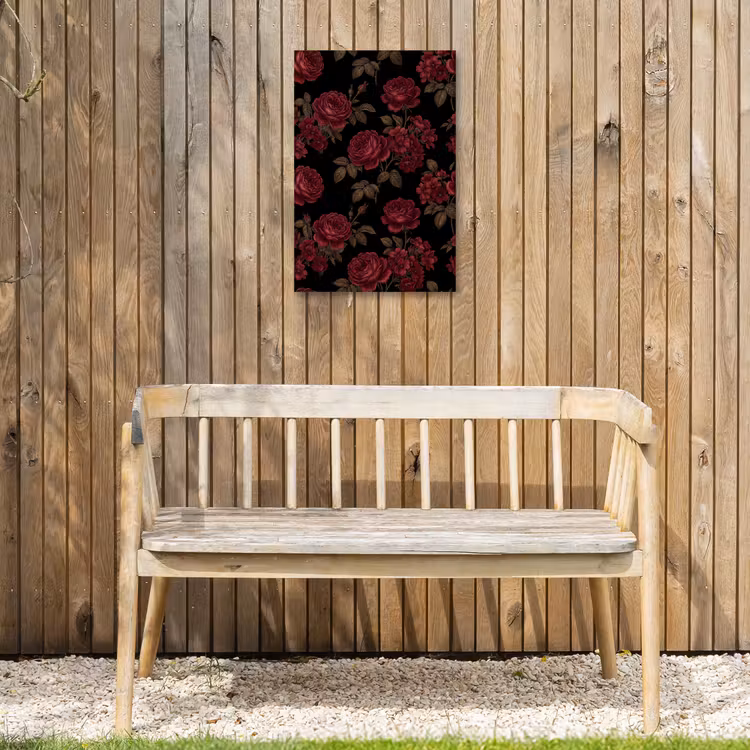 Bloemen - Roos - Patroon - Klassiek - Rood Tuinposter op houten frame 2 cm dik klein -sfeer4