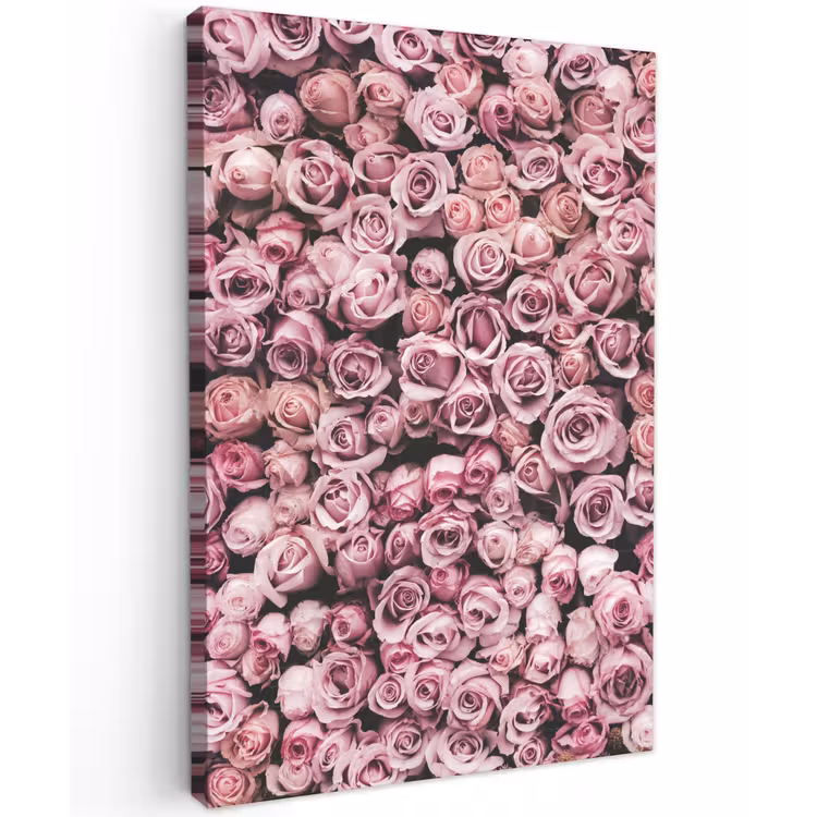 Bloemen - Rozen - Natuur - Roze - Botanisch Tuinposter op houten frame 2 cm dik klein -3d