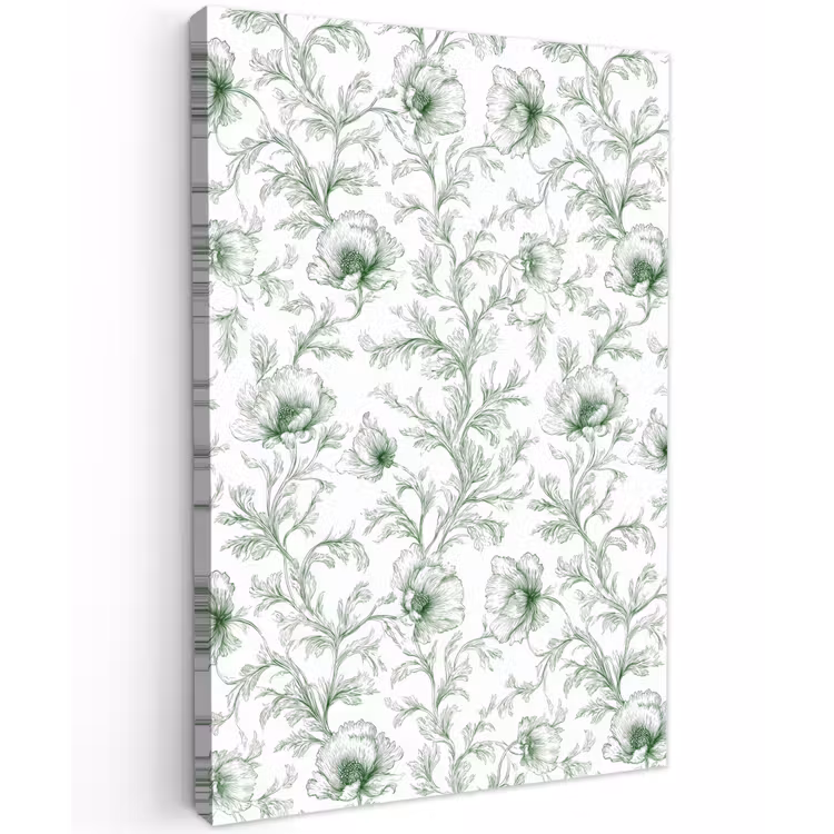 Bloemen - Getekend - Groen Tuinposter op houten frame 2 cm dik klein 841 -3d