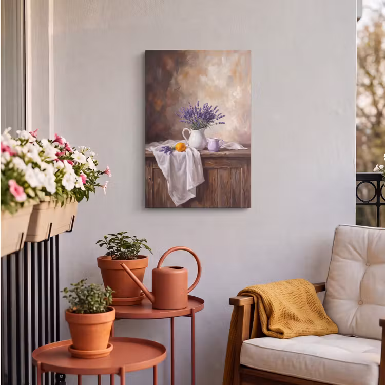 Outdoor Canvas Print - Flowers - Still Life - Purple - Bloemen - Stilleven - Paars Tuinposter op houten frame 2 cm dik klein