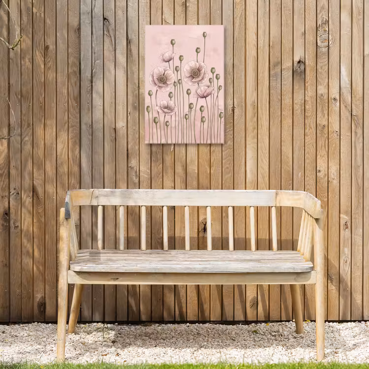 Bloemen - Zomer - Natuur - Aquarel - Roze Tuinposter op houten frame 2 cm dik klein -sfeer4