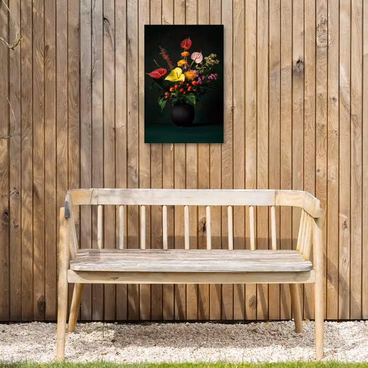 Bloemen - Vaas - Zwart Tuinposter op houten frame 2 cm dik klein -sfeer4