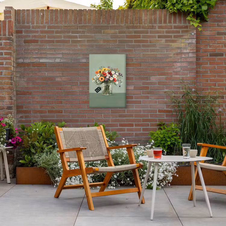Bloemen - Vaas - Kaartje Tuinposter op houten frame 2 cm dik klein -sfeer3
