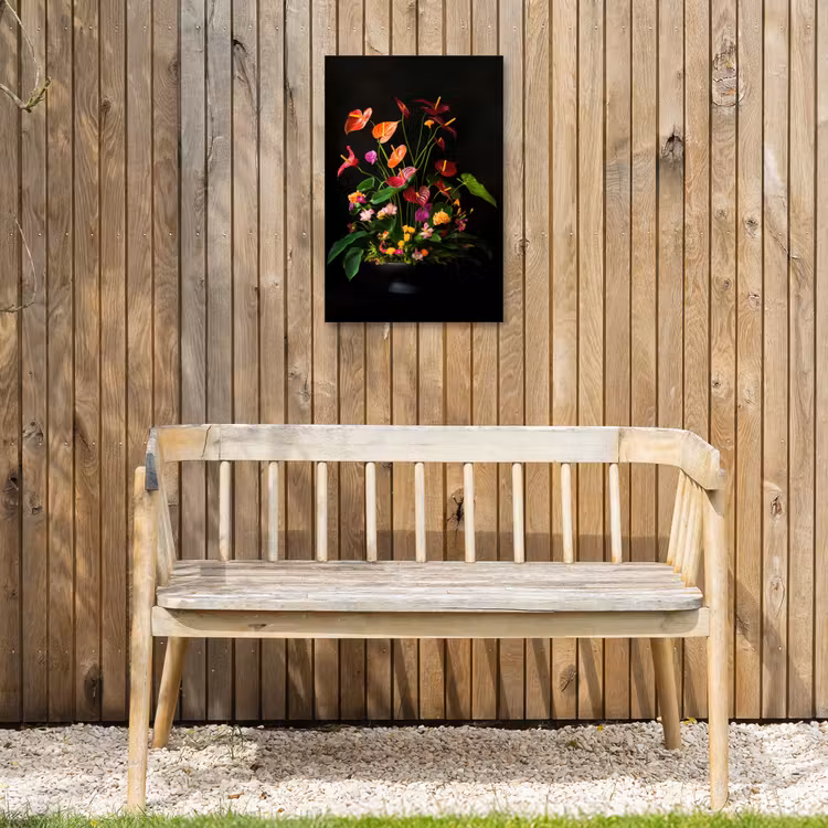 Bloemen - Vaas - Kleurrijk Tuinposter op houten frame 2 cm dik klein -sfeer4