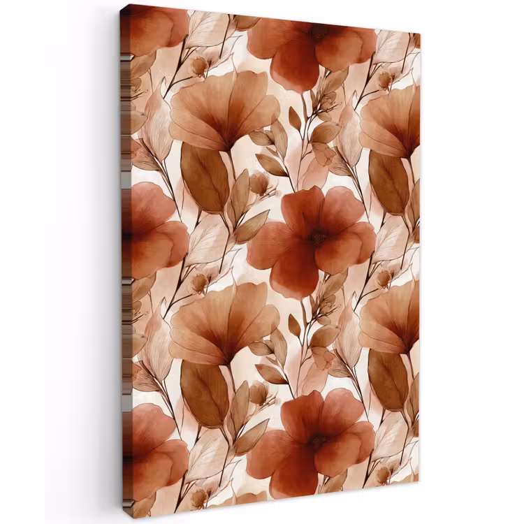 Bloemen - Aquarel - Botanisch - Terracotta Tuinposter op houten frame 2 cm dik klein 841 -3d
