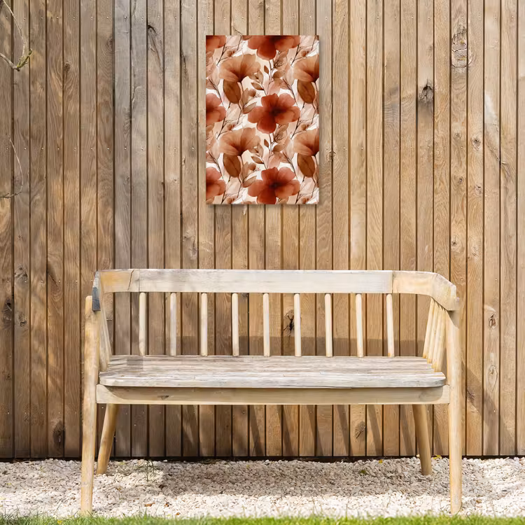 Bloemen - Aquarel - Botanisch - Terracotta Tuinposter op houten frame 2 cm dik klein 841 -sfeer4