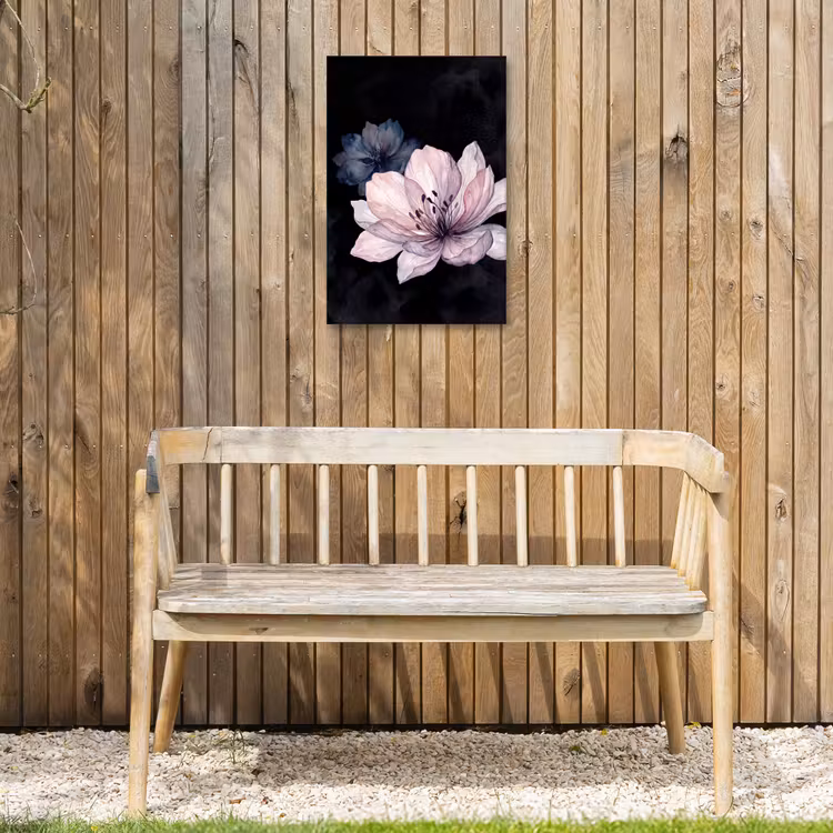 Bloemen - Aquarel - Modern - Roze - Donker Tuinposter op houten frame 2 cm dik klein -sfeer4