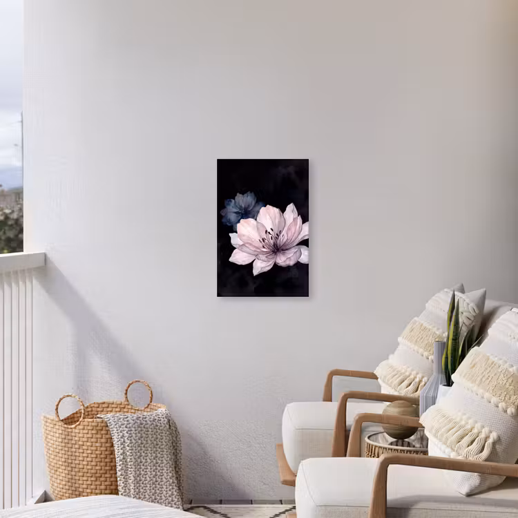 Bloemen - Aquarel - Modern - Roze - Donker Tuinposter op houten frame 2 cm dik klein -sfeer1