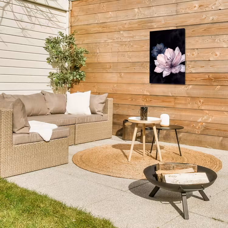 Bloemen - Aquarel - Modern - Roze - Donker Tuinposter op houten frame 2 cm dik klein -sfeer2