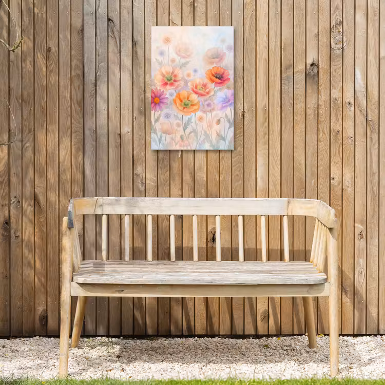 Bloemen - Aquarel - Natuur - Modern - Kleurrijk Tuinposter op houten frame 2 cm dik klein -sfeer4