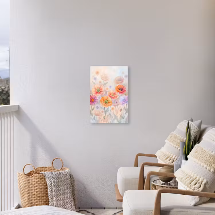Bloemen - Aquarel - Natuur - Modern - Kleurrijk Tuinposter op houten frame 2 cm dik klein -sfeer1