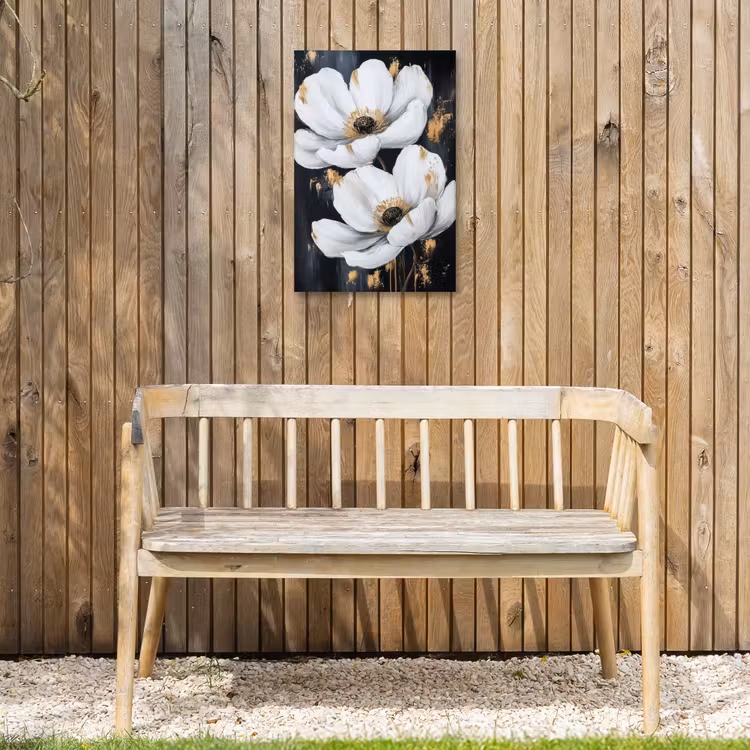 Bloemen - Wit - Abstract Tuinposter op houten frame 2 cm dik klein -sfeer4