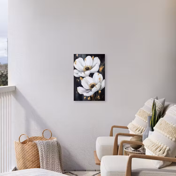 Bloemen - Wit - Abstract Tuinposter op houten frame 2 cm dik klein -sfeer1