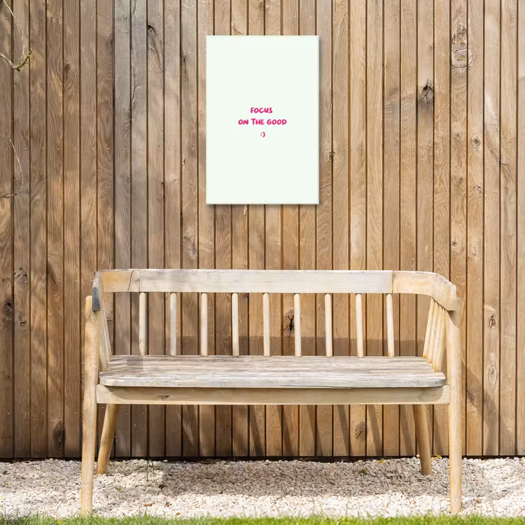 Focus - Beige - Roze - Smiley Tuinposter op houten frame 2 cm dik klein -sfeer4