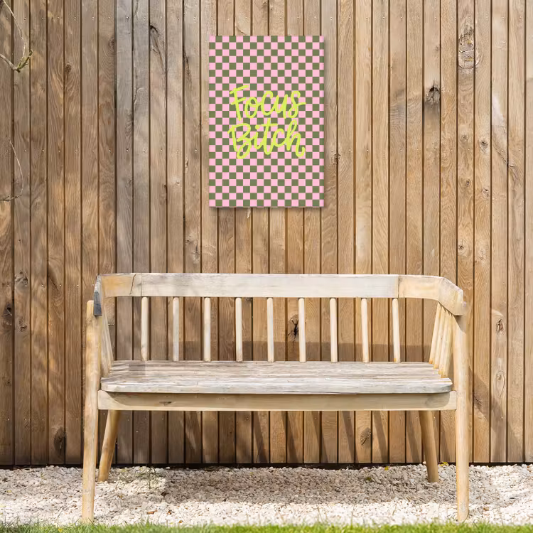 Focus - Vakken - Roze Tuinposter op houten frame 2 cm dik klein -sfeer4