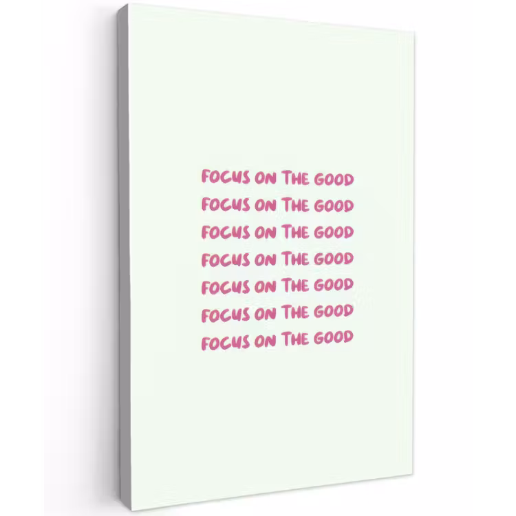 Focus on the good - Roze Tuinposter op houten frame 2 cm dik klein -3d