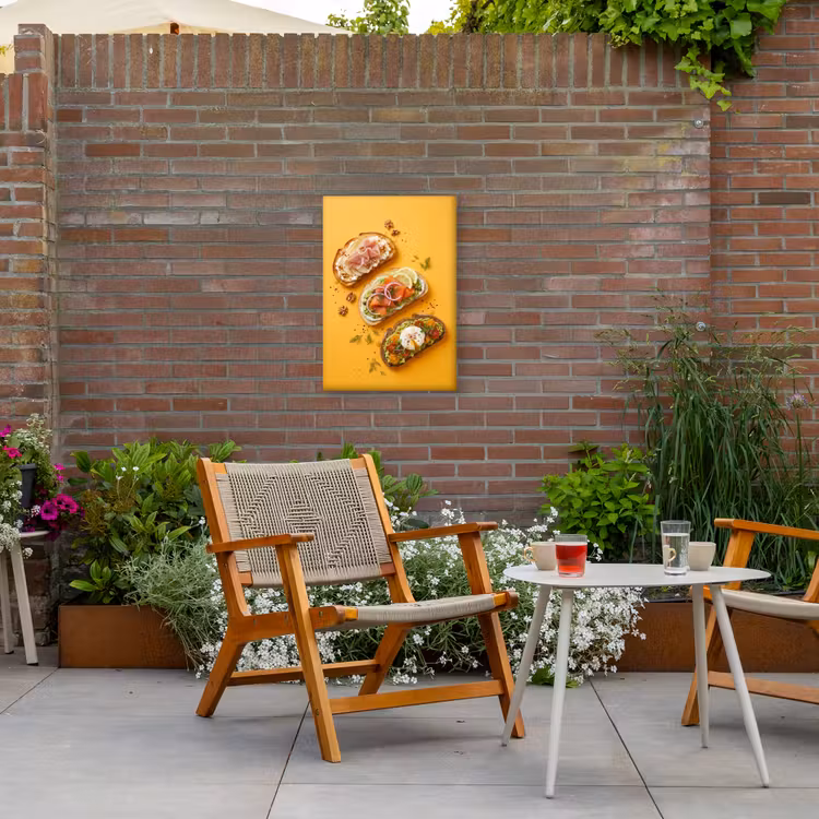 Eten - Brood - Ontbijt - Modern - Kleurrijk Tuinposter op houten frame 2 cm dik klein -sfeer3