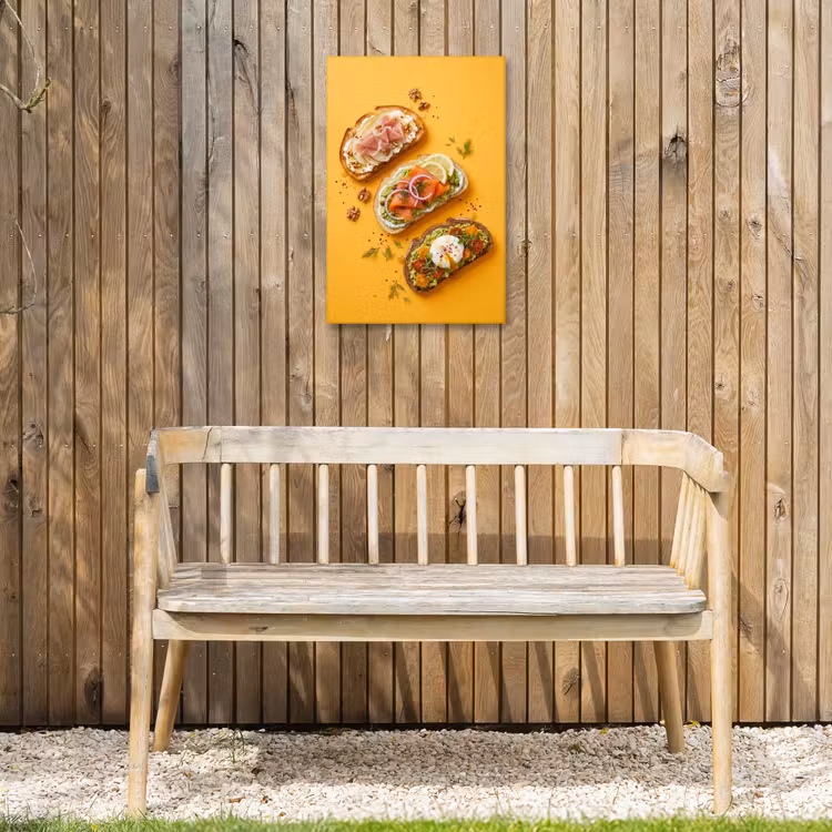 Eten - Brood - Ontbijt - Modern - Kleurrijk Tuinposter op houten frame 2 cm dik klein -sfeer4